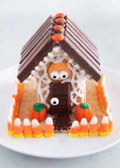 Halloween-themed gingerbread house