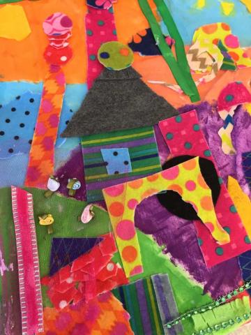 colorful fabric collage 