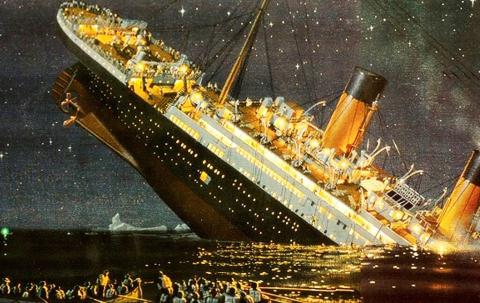 painting depicting the sinking of the titanic 